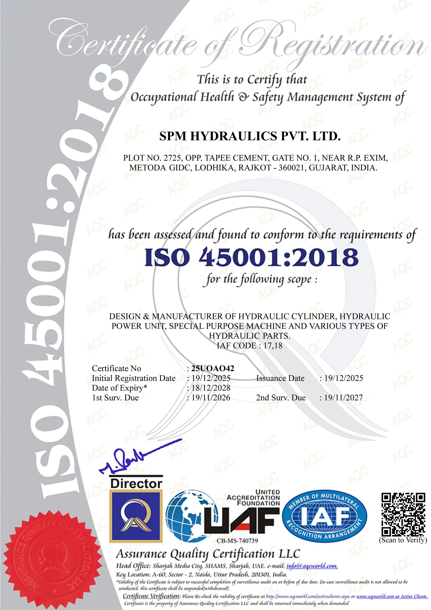 ISO 45001:2018 – Occupational Health & Safety Management